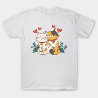 Cute valentine's day animal couple with cats T-Shirt